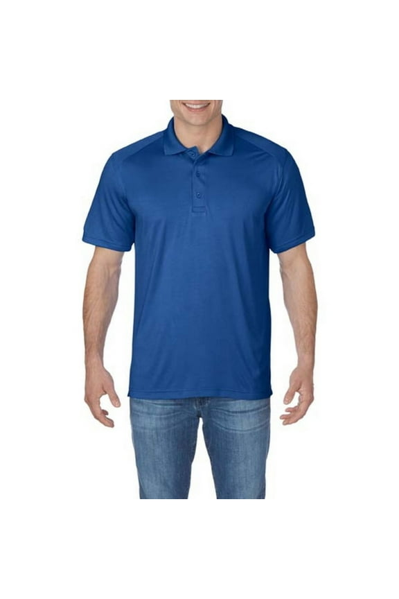 Men's Polo Shirt Performance Adult Interlock Sport Short Sleeve Shirt, Sport Royal, L