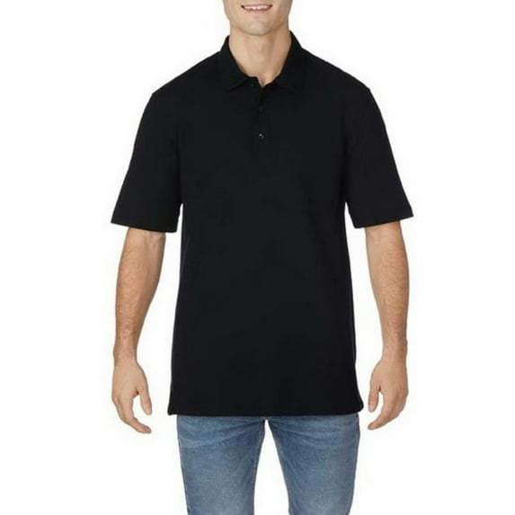 Gildan Men's Polo T-Shirt Dryblend CVC Sport Shirt Short Sleeve Casual Tee, Black, S