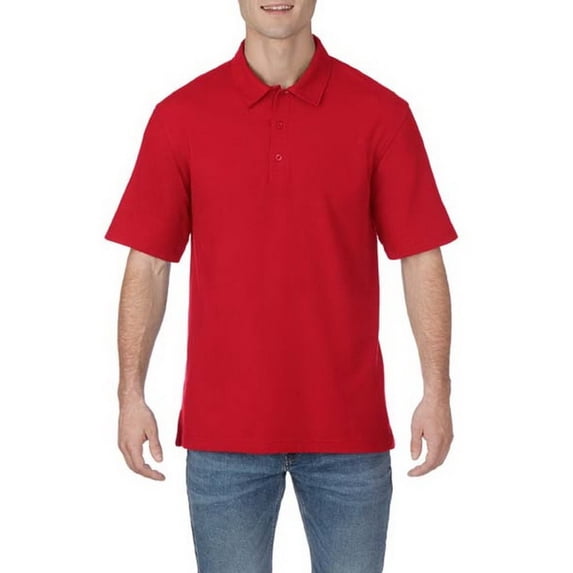 Gildan Men's Polo T-Shirt Dryblend CVC Sport Shirt Short Sleeve Casual Tee, Red, L