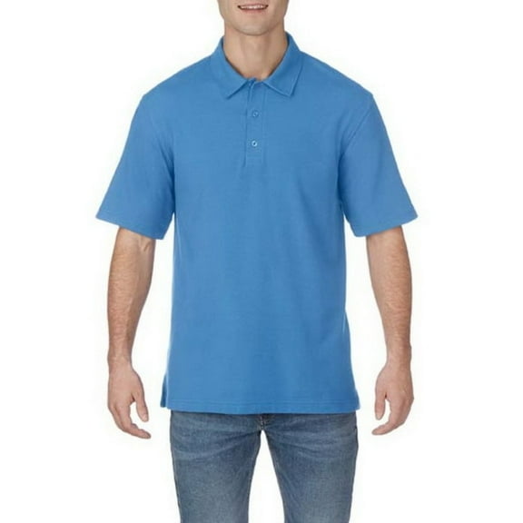 Gildan Men's Polo T-Shirt Dryblend CVC Sport Shirt Short Sleeve Casual Tee, Sport Light Blue, M