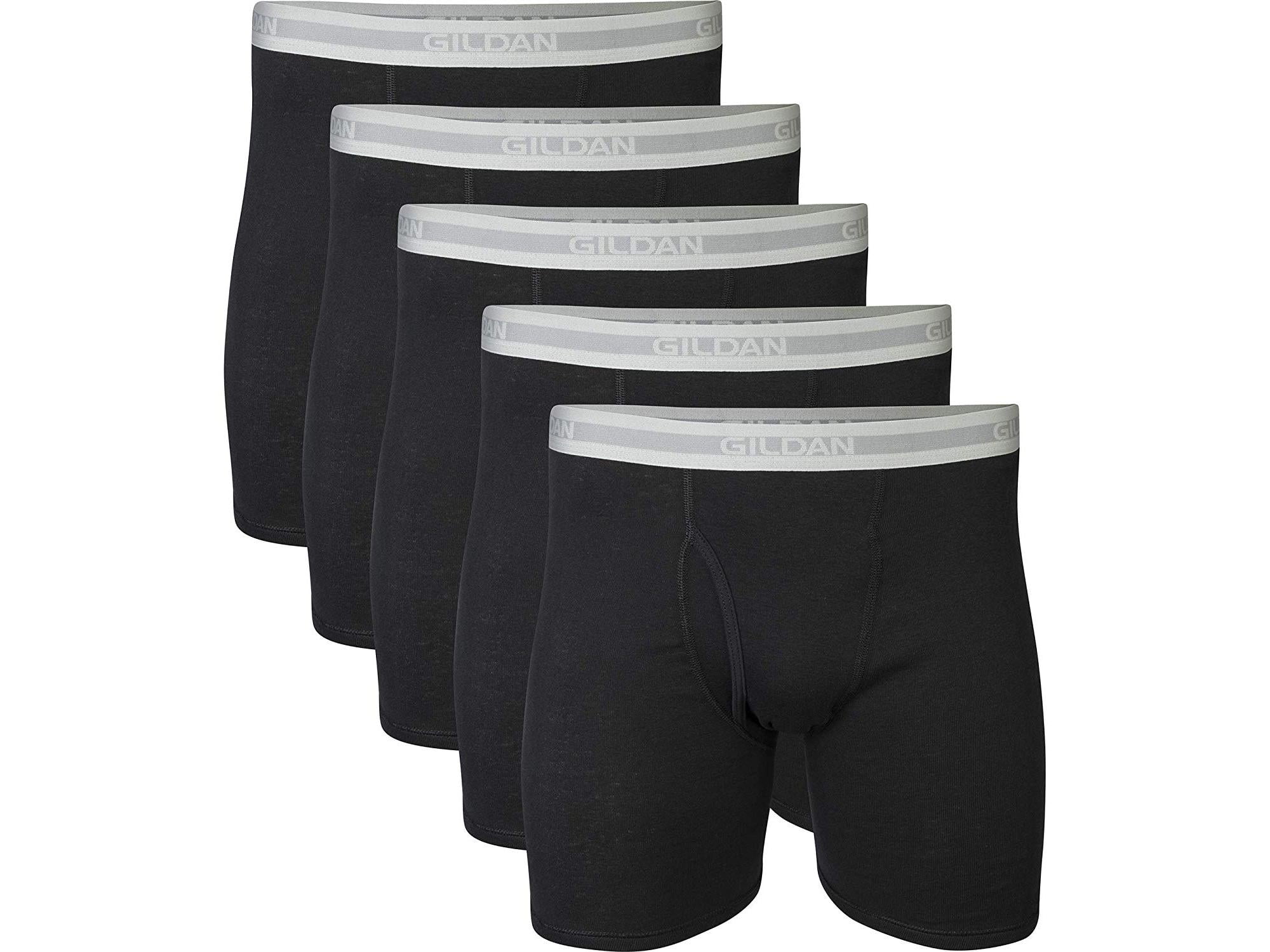 Gildan Men's Regular Leg Boxer Brief Multipack, Black (5, Black