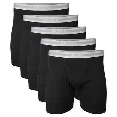 Gildan Men's Underwear Boxer Briefs, Multipack, Black (5-pack, Classic Length), Medium