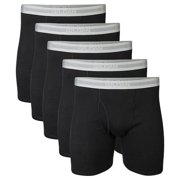 Gildan Mens Underwear Boxer Briefs, Multipack, Black 5-pack, Classic Length, Small