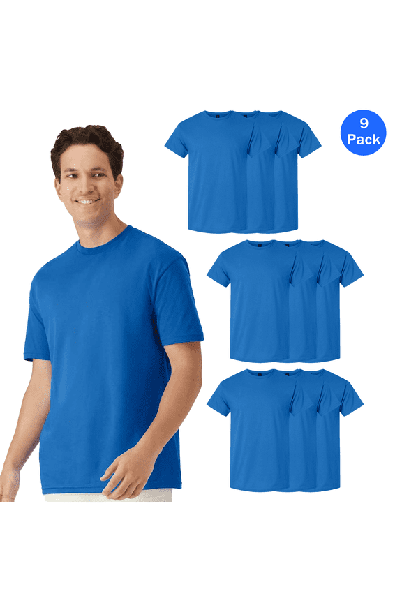 Men’s Royal T-Shirt, Light Cotton Crewneck Short Sleeve Casual Tee for Summer, 9-Pack Shirt, Size S