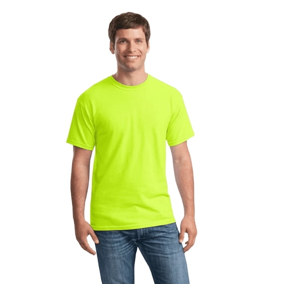 Gildan Men’s Safety Short Sleeve T-Shirt, Ultra Cotton, Hi Visibility Workwear, Safety Green, 5XL
