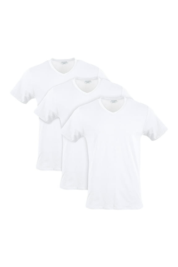 Men's Short Sleeve Cotton Stretch V-Neck T-Shirts, up to 2XL, 3-Pack