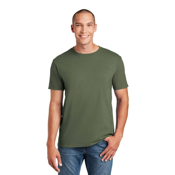 Gildan Men's Short Sleeve Crew T-Shirt - 100 Cotton, Military Green, Sizes S-3XL, Crafting Tee