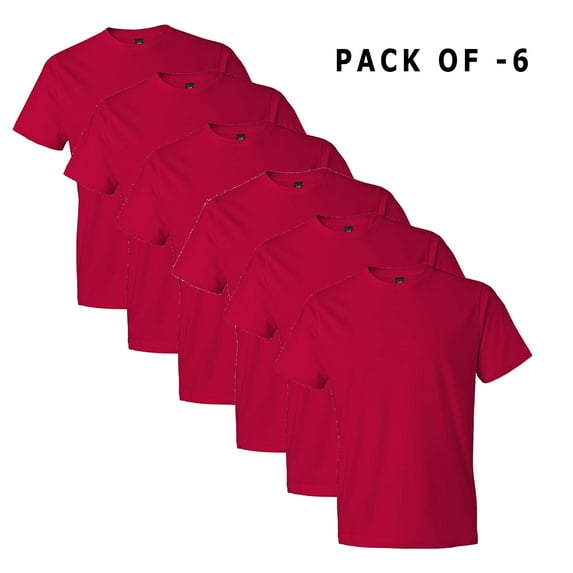 Gildan Men's Short Sleeve Crew T-Shirt Size 3XL | Softstyle Lightweight 100% Ring-Spun Cotton Tee, True Red Shirt Pack of 6
