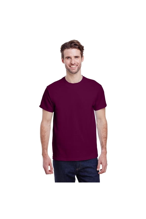 Men’s Short Sleeve Crew T-Shirt of 100 Ultra Cotton - Soft, Classic Fit Tee - Maroon, M