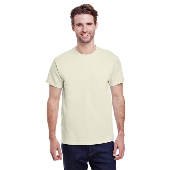Gildan Men’s Short Sleeve Crew T-Shirt of 100 Ultra Cotton - Soft, Classic Fit Tee - Natural, S