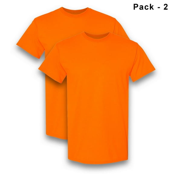 Gildan Men's Short Sleeve High Visibility Work T-Shirt, Heavy Cotton Safety Orange, 2-Pack, 4XL