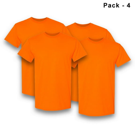 Gildan Men's Short Sleeve High Visibility Work T-Shirt, Heavy Cotton Safety Orange, 4-Pack, 4XL