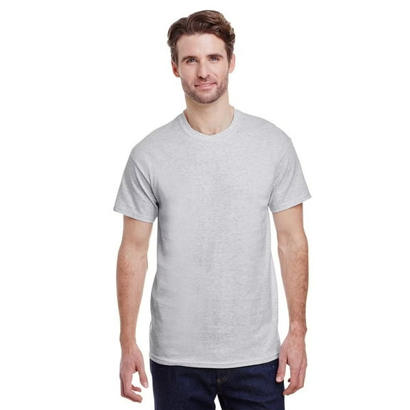 Gildan Men's Short Sleeve Crew T-Shirt of 99/1 Cotton/Polyester - Soft, Classic Fit Tee - Ash, S