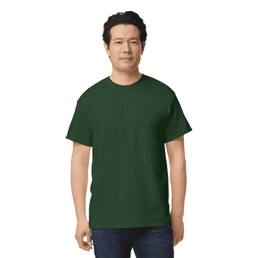 Gildan Men's Short Sleeve T-Shirt, DryBlend Crewneck Tee Adult Everyday Wear Shirts Dark Green Color Single Pack, Size S
