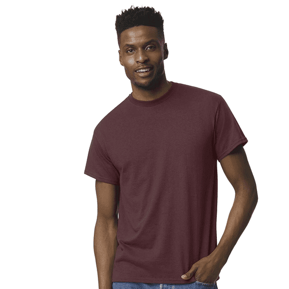 Gildan Men's Short Sleeve T-Shirt, DryBlend Crewneck Tee Adult Everyday Wear Shirts Dark Maroon Color Single Pack, Size S