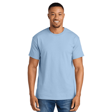 Gildan Men's Short Sleeve T-Shirt, DryBlend Crewneck Tee Adult Everyday Wear Shirts Light Blue Color Single Pack, Size S