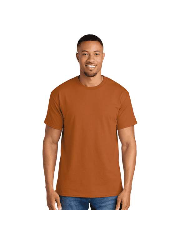Dryblend T-Shirt, Men's Short Sleeve Crewneck Blank Tee for Arts and Crafts, Texas Orange, XL