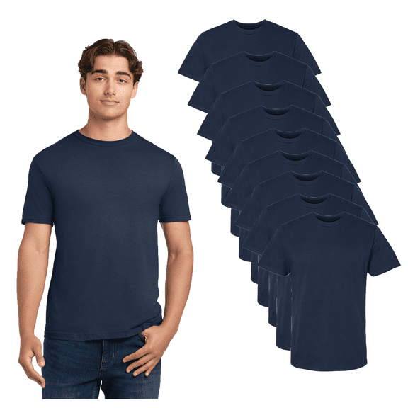 Gildan Men's Short Sleeve T-Shirt, Heavy Cotton Classic Fit, Soft & Durable Navy Color Tee, 9 Pack, Size 3XL