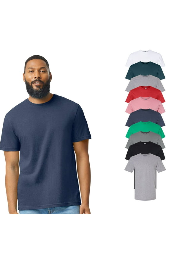 Men's Short Sleeve T-Shirt, Softstyle CVC Tee, Crewneck, Assorted Color, 9 Pack, Sizes S-3XL