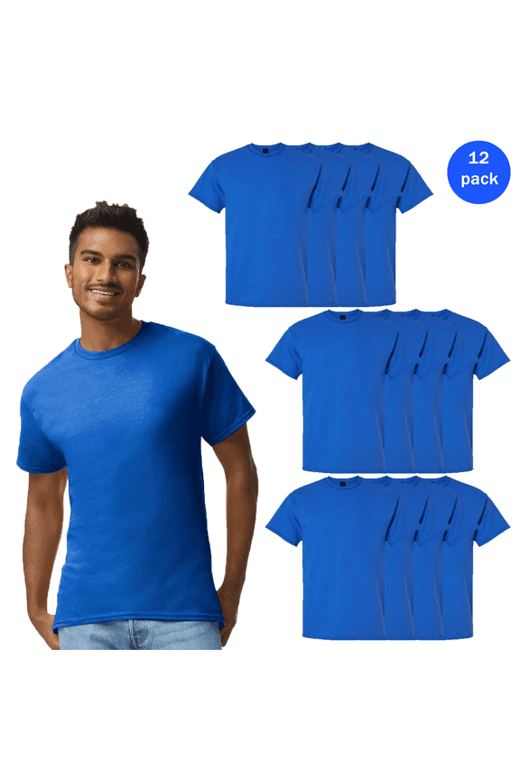 Men's Short Sleeve T-Shirt - Ultra Cotton, Crew Neck Classic Tee, Royal, Bulk Pack of 12, XL