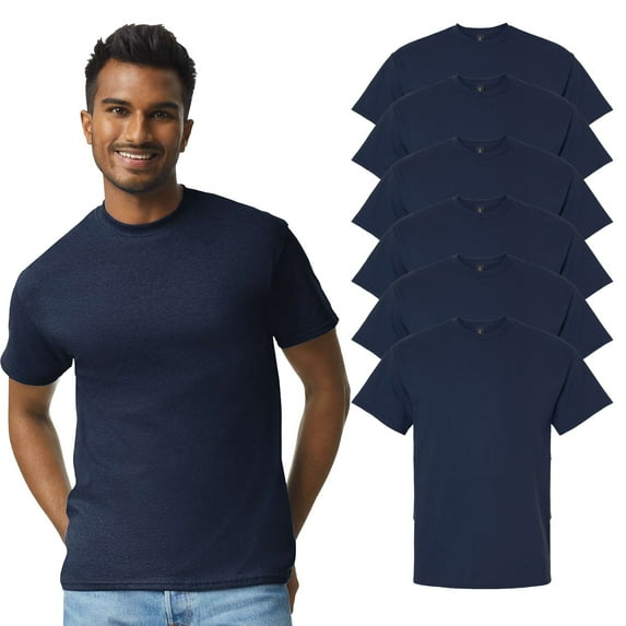 Gildan Men’s Short Sleeve T-Shirt of 100 Heavy Cotton | Crew Neck Classic Fit Tee, Navy, 6 Pack, 3XL