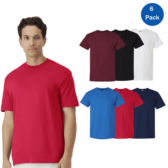 Gildan Men’s Short Sleeves Light Cotton T-Shirt, Crew Neck Casual Tee, Multicolor Pack of 6 Shirts, 3XL