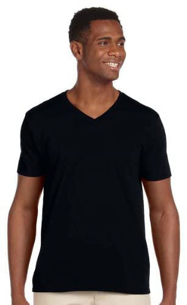 Gildan Mens Softstyle V-Neck T-Shirt, M, Black (Pack of 5) 5 Black ...