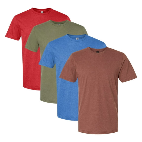 Gildan Men's Softstyle CVC T-Shirt, 4.6 oz. 60/40 Cotton/Polyester Bulk Tee, Assorted Short Sleeve Crewneck Plain Tees, Mixed Color Solid T-shirts (Dark Color 4 Pack, XL)