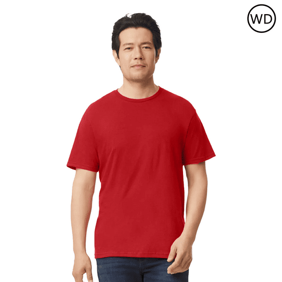 Gildan Men's Softstyle CVC T-Shirt, Crewneck Tee for Crafting, 60/40 Cotton/polyester, Red Mist Shirt, L
