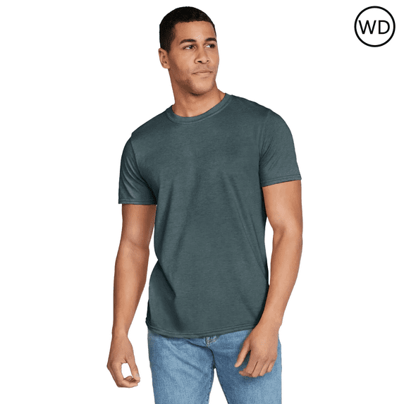 Gildan Men's Softstyle CVC T-Shirt, Crewneck Tee for Crafting, 60/40 Cotton/polyester, Steel Blue Shirt, 2XL