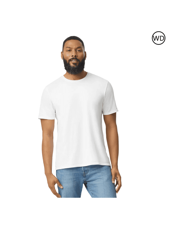 Men's Softstyle CVC T-Shirt, Crewneck Tee for Crafting, 60/40 Cotton/polyester, White Shirt, L