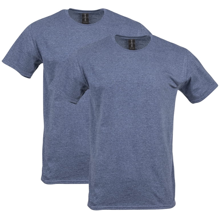 Gildan Mens Softstyle T-Shirt, L, Heather Navy (Pack of 2) 2 