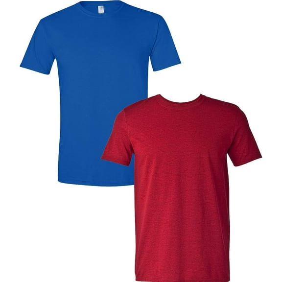 Gildan Men's Softstyle Cotton T-Shirt, Style G64000, 2 Pack Small Royal-ANTCherry