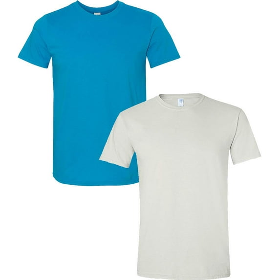 Gildan Mens Softstyle T-Shirt, S, White (Pack of 2) (1 Sapphire / 1 White)
