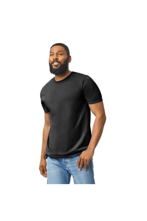 Men's Softstyle Crew T-Shirt, 100% Ring-Spun Cotton, Modern Classic fit Tee, Black L