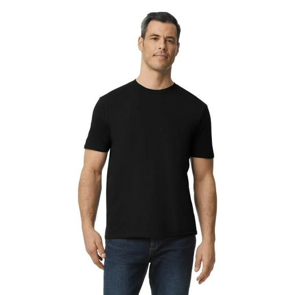Gildan Men's Softstyle Lightweight Cotton T-Shirt, Modern Classic Fit Crewneck Tee, Black, M