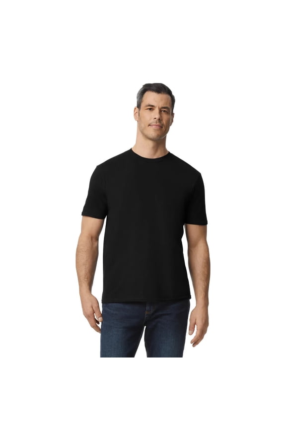Men's Softstyle Lightweight Cotton T-Shirt, Modern Classic Fit Crewneck Tee, Black, M