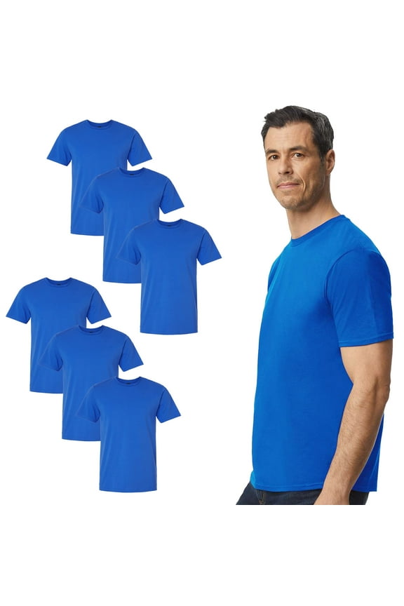 Men’s Softstyle Lightweight T-Shirt, Royal Blue, 6-Pack, S-3XL, Short Sleeve Crew Neck Shirt