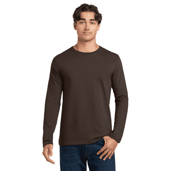 Gildan Men's Softstyle Long Sleeve T-Shirt, Crew Neck Modern Classic Fit Tee, Dark Chocolate, M