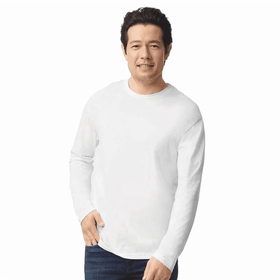 Gildan Men's Softstyle Long Sleeve T-Shirt, Crew Neck Modern Classic Fit Tee, White, 2XL