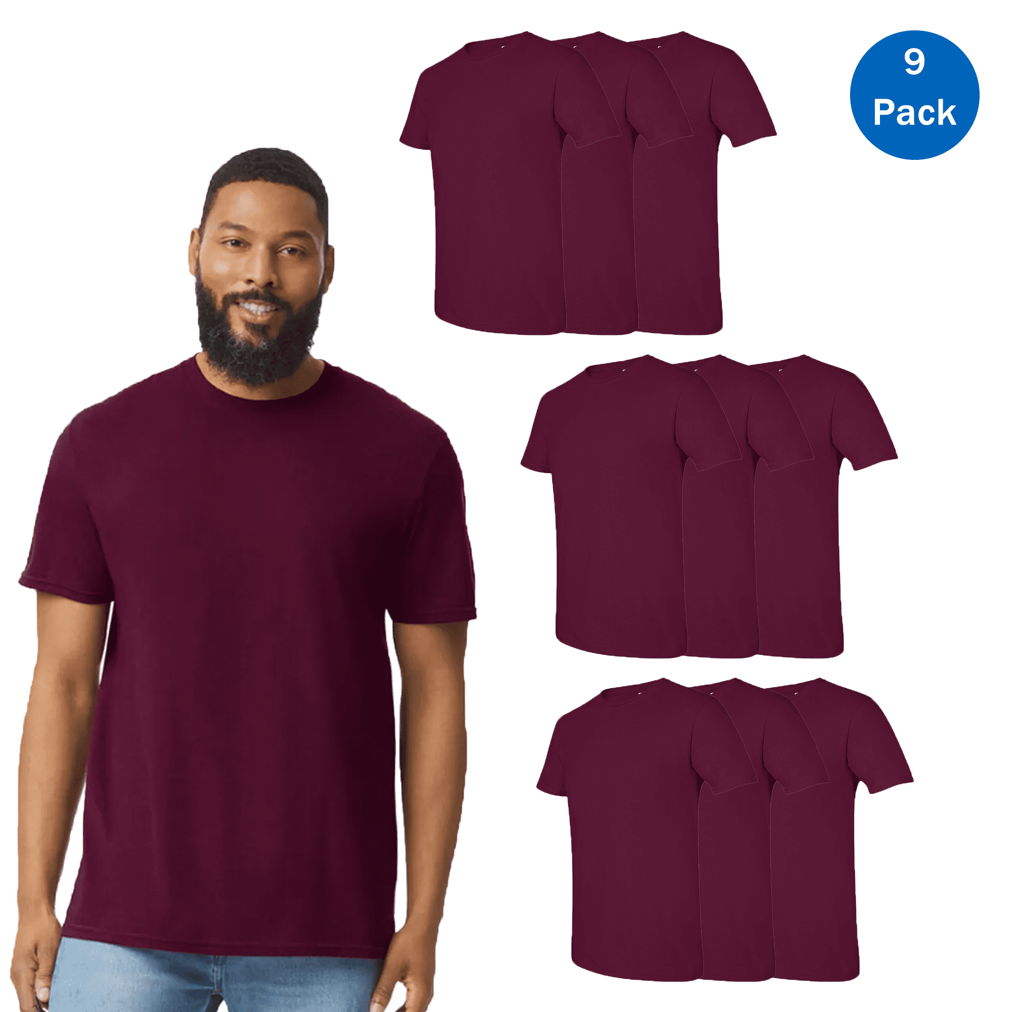 Gildan Men's Softstyle Maroon T-Shirt, 100% Cotton Short Sleeves