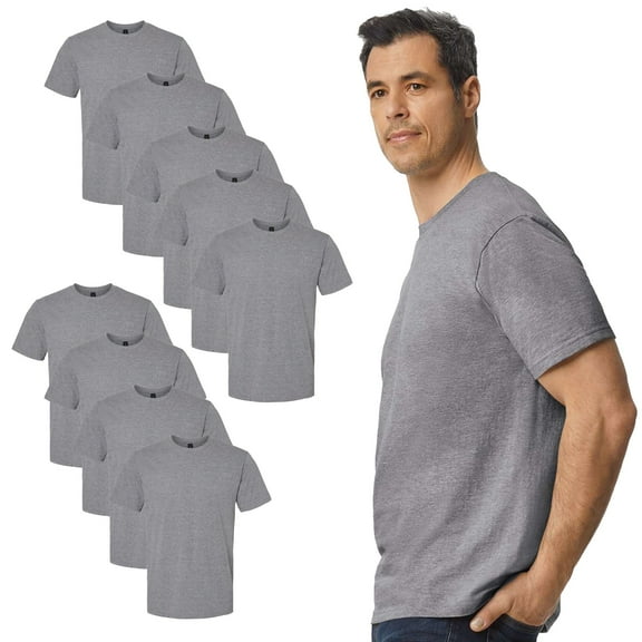 Gildan Men’s Softstyle Midweight T-Shirt, Classic Fit, Short Sleeve, Crewneck, Graphite Heather, S
