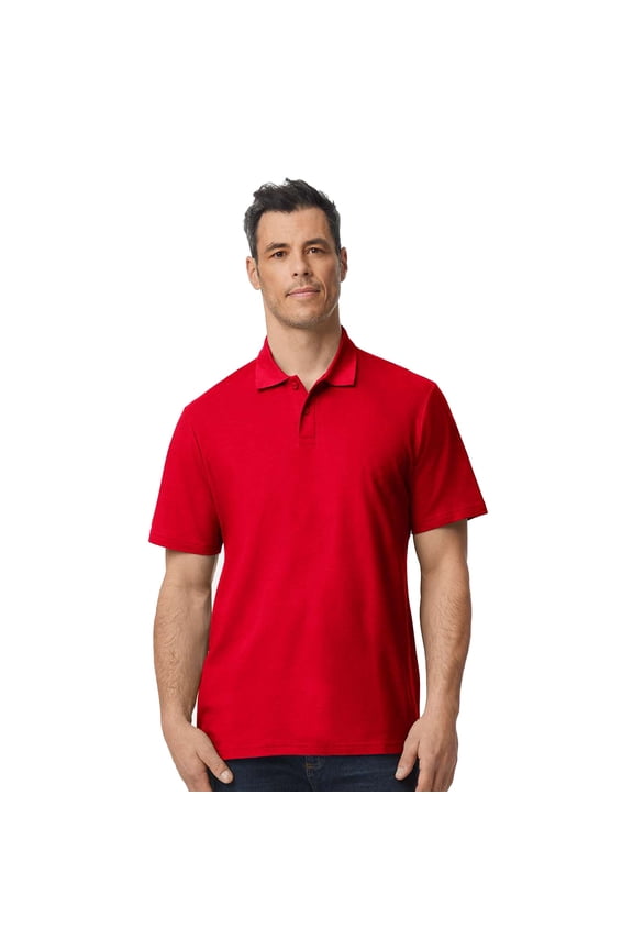 Men's Softstyle Pique Polo Shirt, Short Sleeve, Modern Classic Fit, Cherry Red, S-4XL, 1-Pack