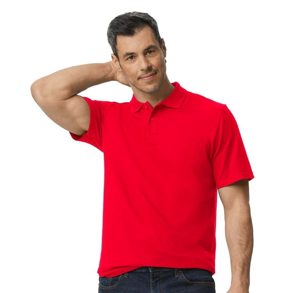 Gildan Men's Softstyle Pique Polo Shirt, Short Sleeve, Modern Classic Fit, Red, S-4XL, 1-Pack