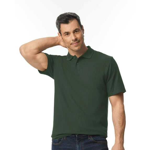 Gildan Men's Softstyle Pique Polo Shirts, Polos 100% Ring-Spun Cotton Short Sleeve Golf Polo Shirt, Forest Green L