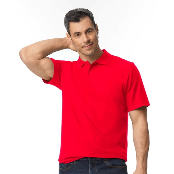 Gildan Men's Softstyle Pique Polo Shirts, Polos 100% Ring-Spun Cotton Short Sleeve Golf Polo Shirt, Red M