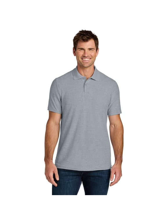 Men's Softstyle Pique Polo Shirts, Polos 100% Ring-Spun Cotton Short Sleeve Golf Polo Shirt, Sport Grey 2XL
