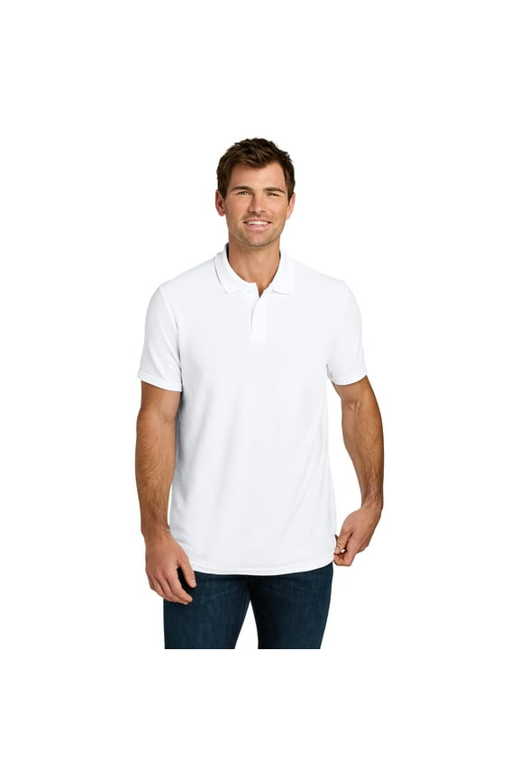 Men's Softstyle Pique Polo Shirts, Polos 100% Ring-Spun Cotton Short Sleeve Golf Polo Shirt, White S