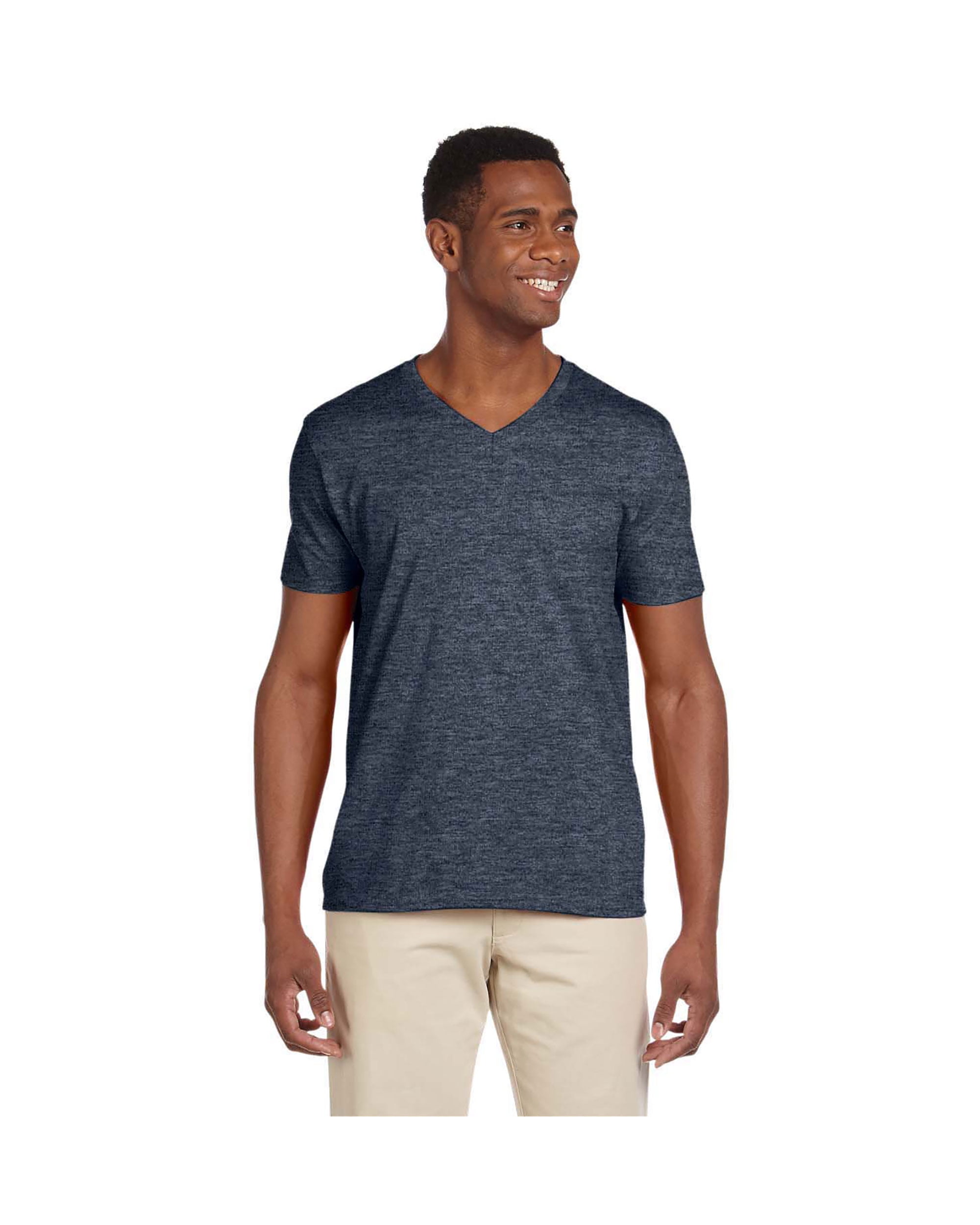 Gildan Men's Softstyle Preshrunk Heather V-Neck T-Shirt, Style G64V00 ...