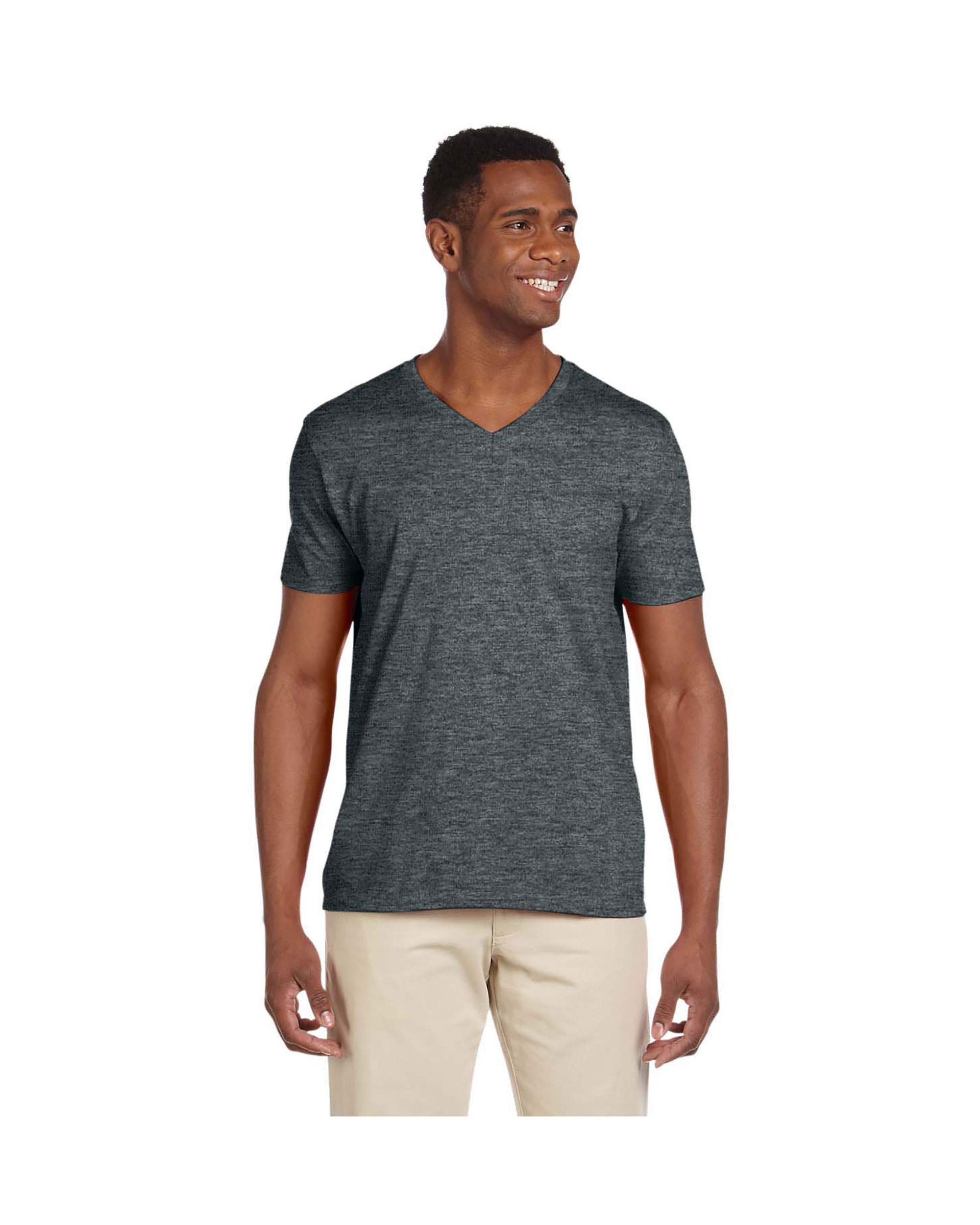 Gildan Men's Softstyle Preshrunk Heather V-Neck T-Shirt, Style G64V00 ...